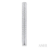 1/3 ctw Double Row Round Cut Diamond Fashion Half Hoop Earring in 14K White Gold